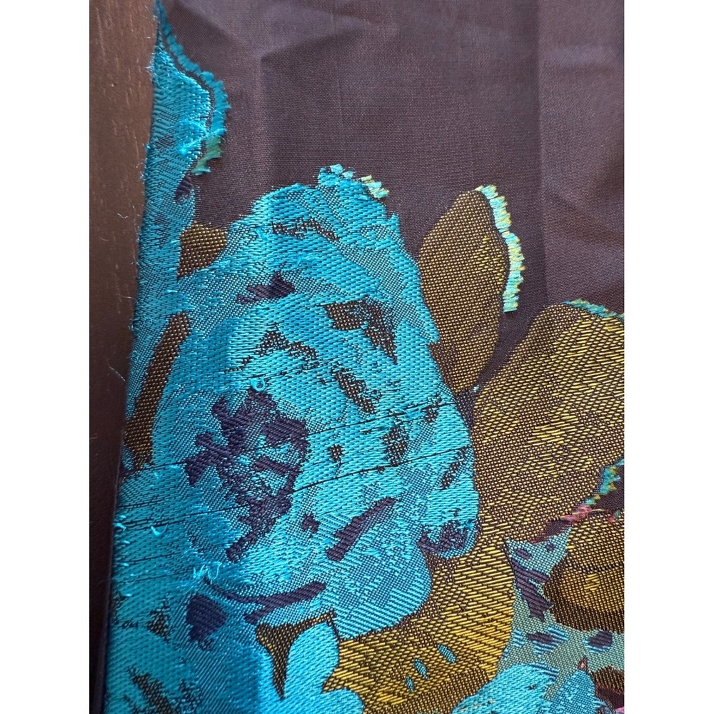 Anthropologie Floral Brocade Midi Skirt Womens Navy Blue Turquoise A-Line Party - Picture 10 of 16